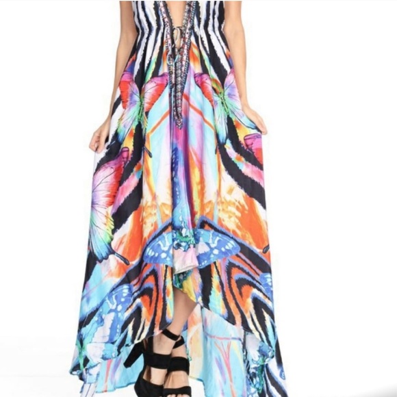 NEW Vaid Leopard Luxury Crystal Halter Maxi Dress - Picture 7 of 14